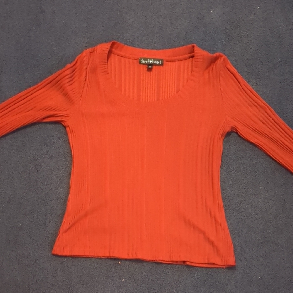 Charlotte Russe Red Ribbed Fitted Blouse